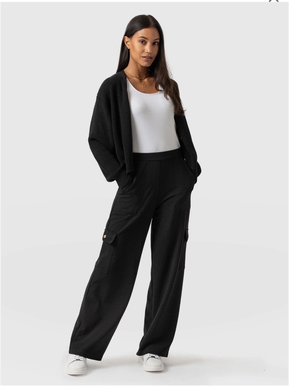 Saint + Sofia  Cargo Chelsea Wide Leg Pants, Size 4, Color Navy Blue